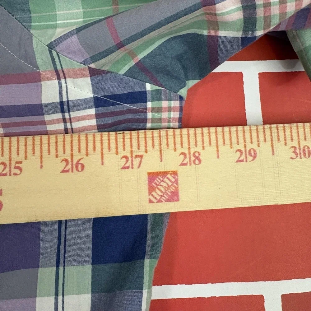 Ralph Lauren Madras Plaid Shirt Mens 2XLT Big Tall Cotton Short Sleeve Button-Up